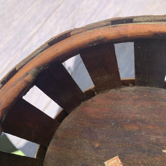 Vintage Iron, Cane & Wood Basket - Picture 2 of 13